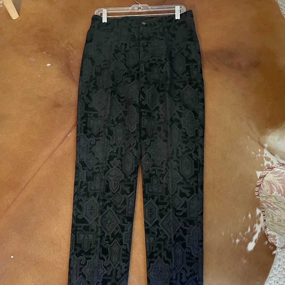 Gaspar Saldanha Black Patterned Straight Leg Slacks - Size 32